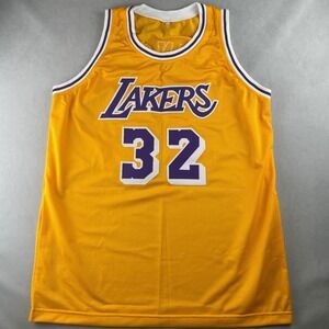 Los‎ Angeles Lakers Jersey Mens XL Yellow NBA Basketball Magic Johnson 32 Signed